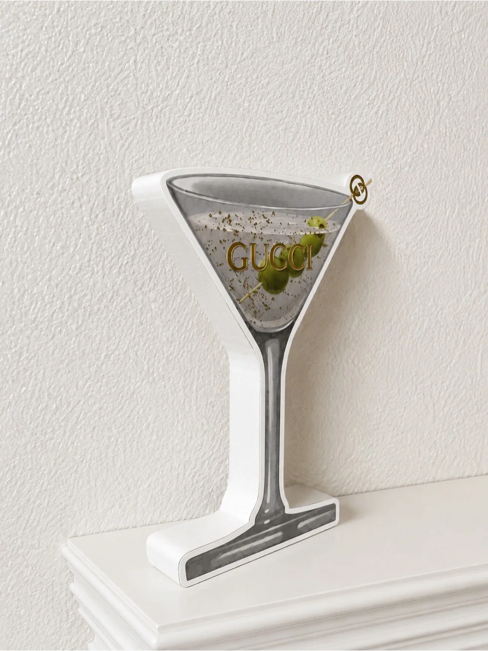 GUCCI Gray and Gold Martini Glass Decorative Accent
